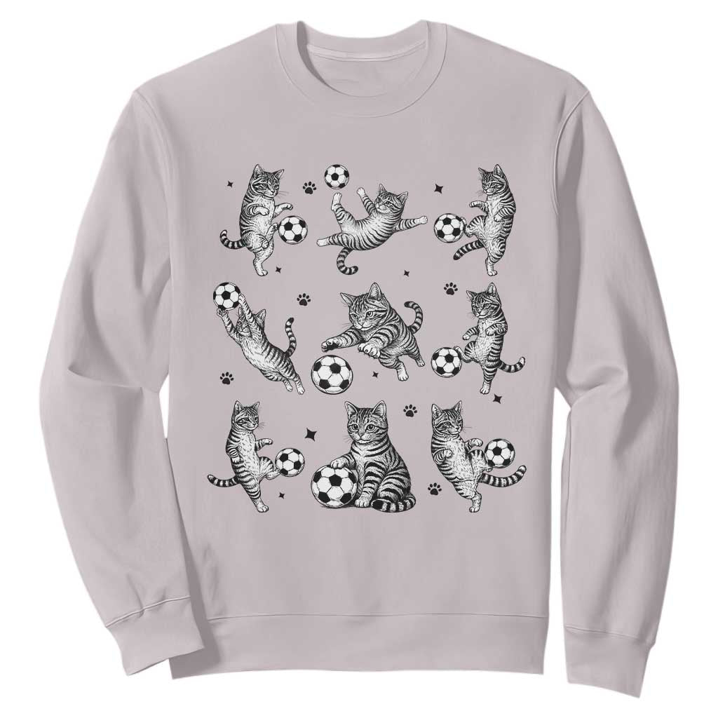 Funny Cat Soccer Player Sweatshirt Gift For Soccer Lovers TS12 Ice Gray Print Your Wear