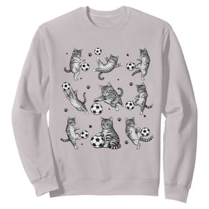 Funny Cat Soccer Player Sweatshirt Gift For Soccer Lovers TS12 Ice Gray Print Your Wear
