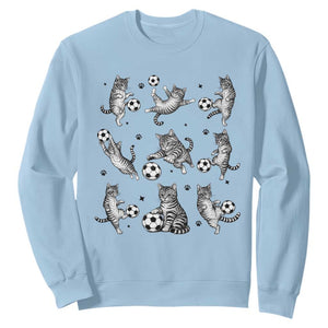 Funny Cat Soccer Player Sweatshirt Gift For Soccer Lovers TS12 Light Blue Print Your Wear
