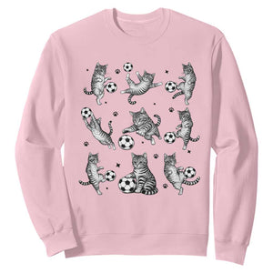 Funny Cat Soccer Player Sweatshirt Gift For Soccer Lovers TS12 Light Pink Print Your Wear