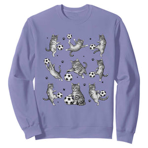 Funny Cat Soccer Player Sweatshirt Gift For Soccer Lovers TS12 Violet Print Your Wear