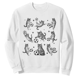 Funny Cat Soccer Player Sweatshirt Gift For Soccer Lovers TS12 White Print Your Wear