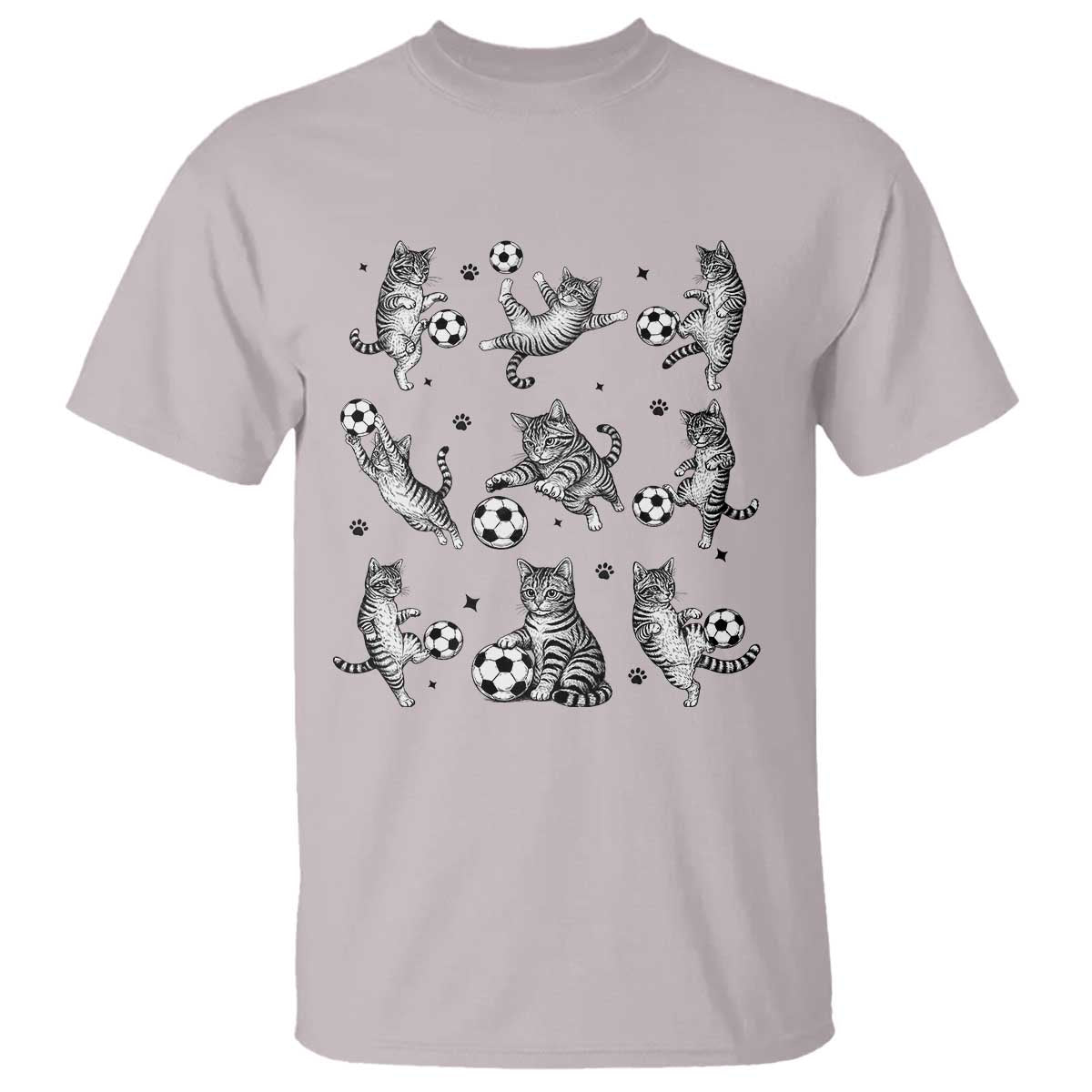 Funny Cat Soccer Player T Shirt Gift For Soccer Lovers TS12 Ice Gray Print Your Wear