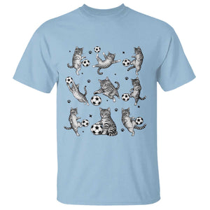 Funny Cat Soccer Player T Shirt Gift For Soccer Lovers TS12 Light Blue Print Your Wear