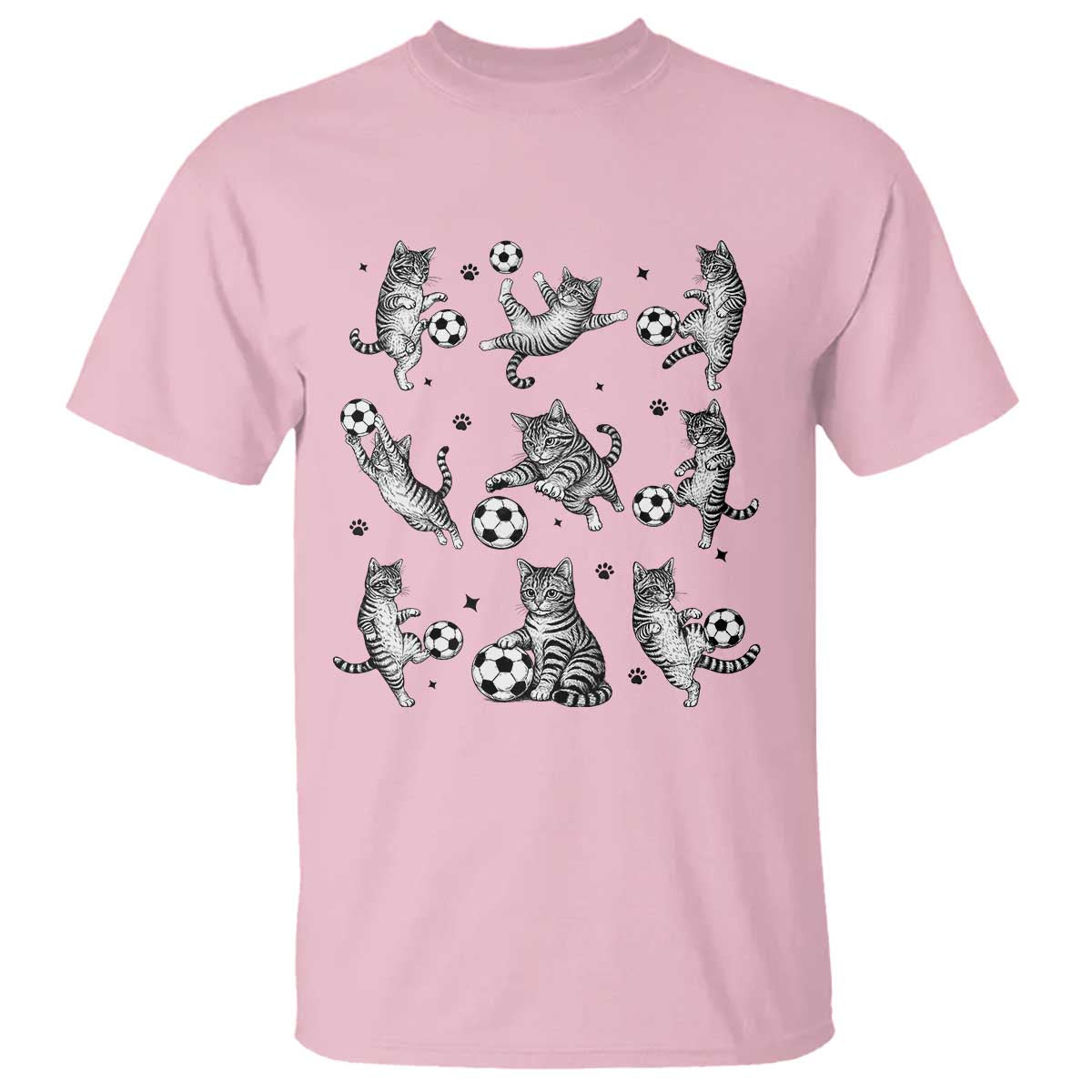 Funny Cat Soccer Player T Shirt Gift For Soccer Lovers TS12 Light Pink Print Your Wear