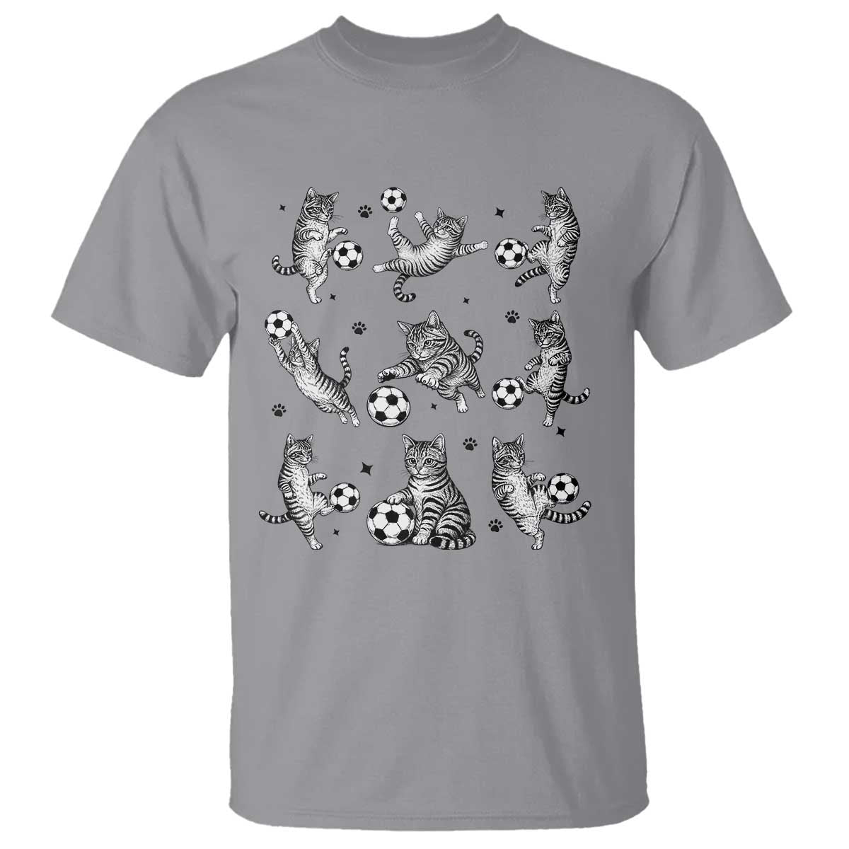 Funny Cat Soccer Player T Shirt Gift For Soccer Lovers TS12 Sport Gray Print Your Wear