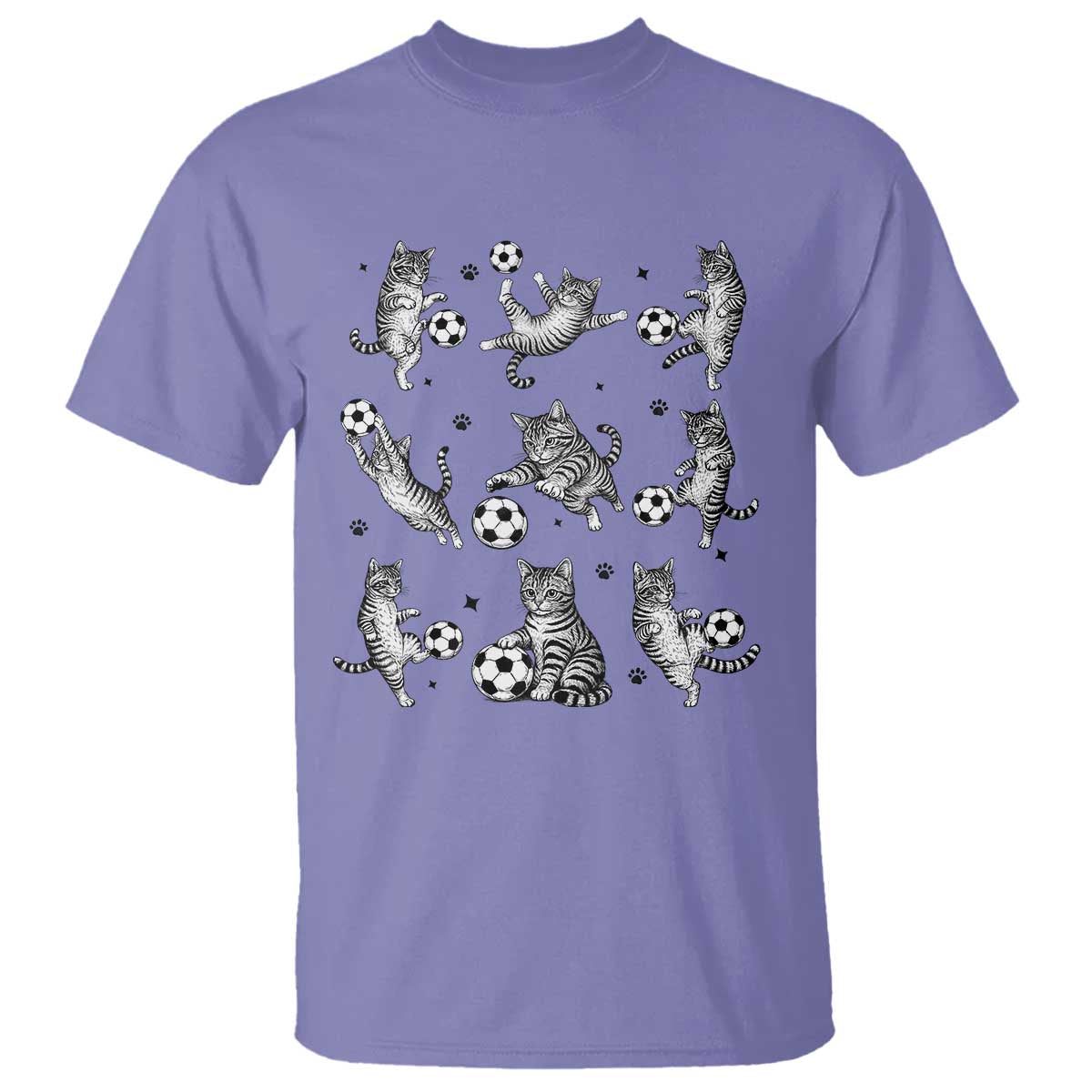 Funny Cat Soccer Player T Shirt Gift For Soccer Lovers TS12 Violet Print Your Wear