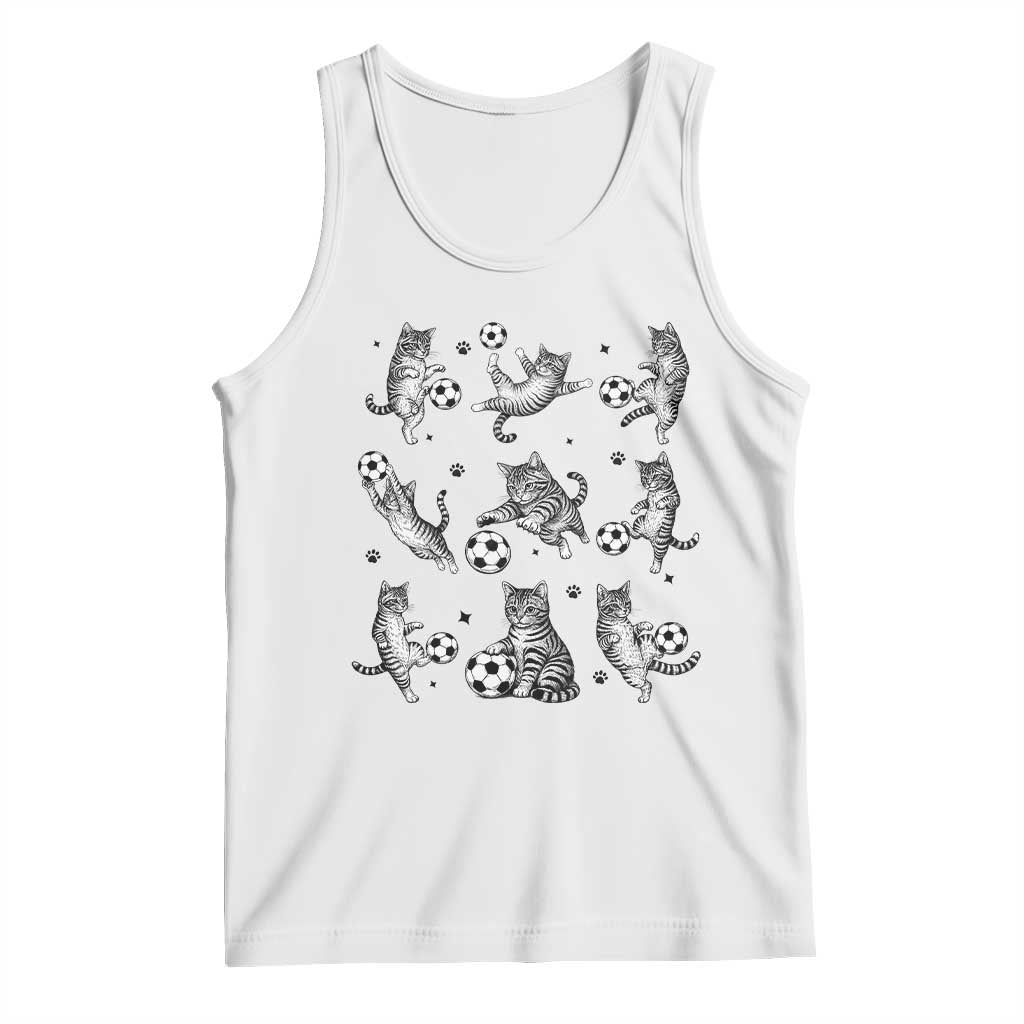Funny Cat Soccer Player Tank Top Gift For Soccer Lovers TS12 White Print Your Wear