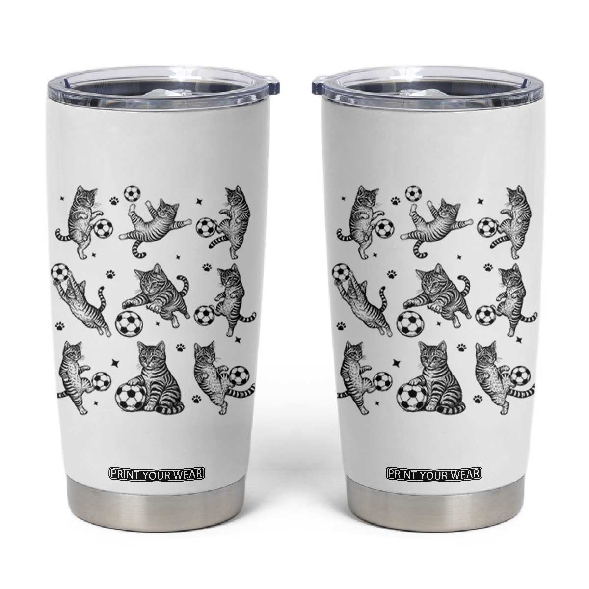 Funny Cat Soccer Player Tumbler Cup Gift For Soccer Lovers TS12 White Print Your Wear