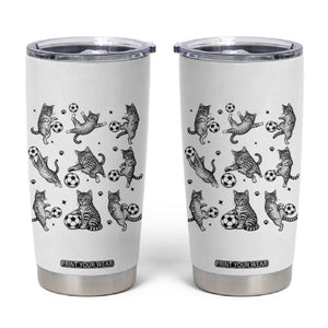 Funny Cat Soccer Player Tumbler Cup Gift For Soccer Lovers TS12 White Print Your Wear