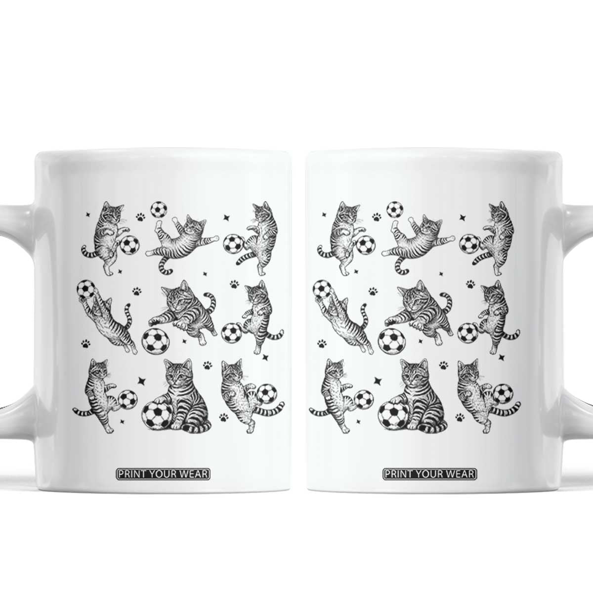 Funny Cat Soccer Player Coffee Mug Gift For Soccer Lovers TS12 White Print Your Wear