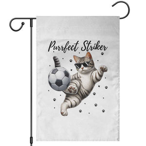 Purrfect Striker Garden Flag Funny Cat Soccer Player Gift TS12 White Print Your Wear