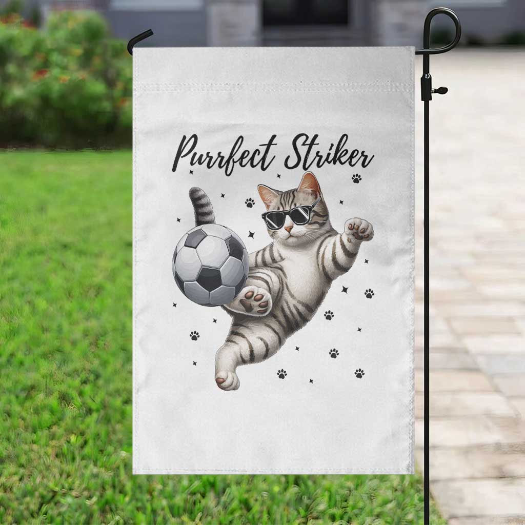 Purrfect Striker Garden Flag Funny Cat Soccer Player Gift TS12 Print Your Wear