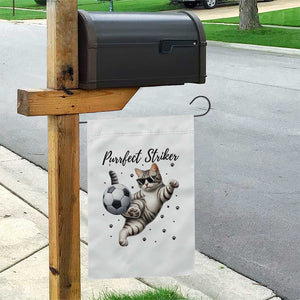 Purrfect Striker Garden Flag Funny Cat Soccer Player Gift TS12 Print Your Wear