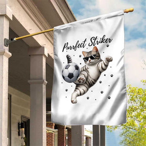Purrfect Striker Garden Flag Funny Cat Soccer Player Gift TS12 Print Your Wear