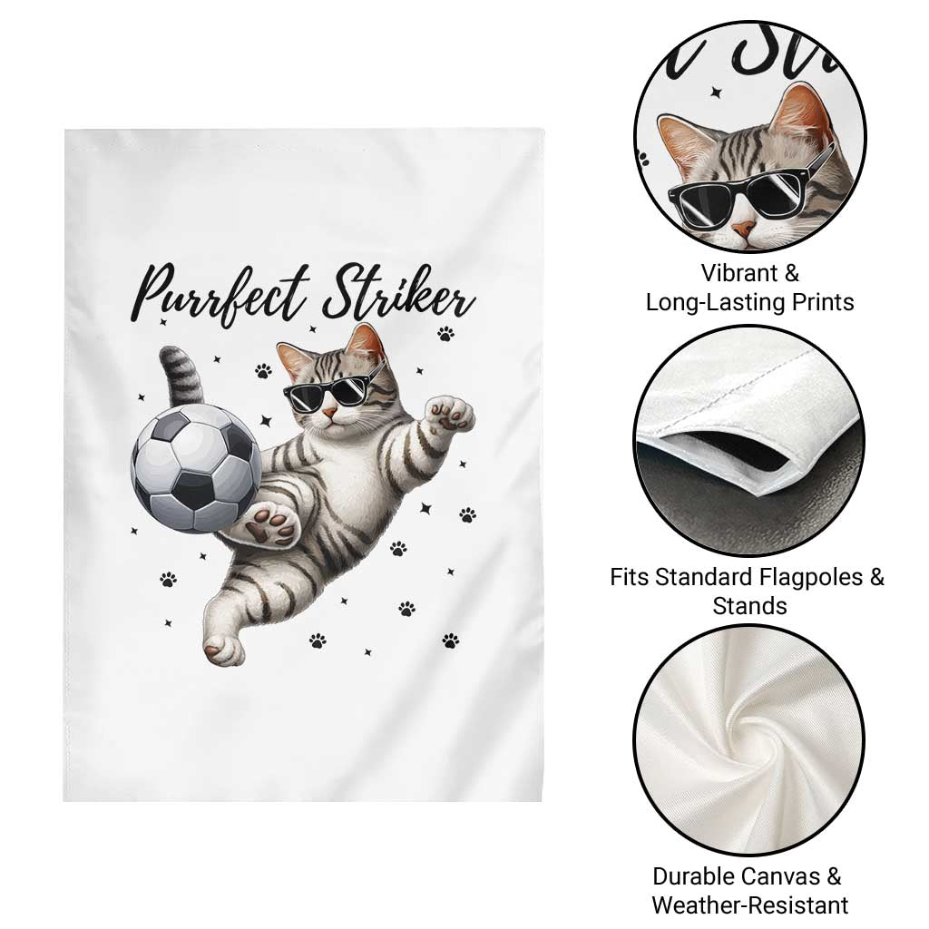 Purrfect Striker Garden Flag Funny Cat Soccer Player Gift TS12 Print Your Wear