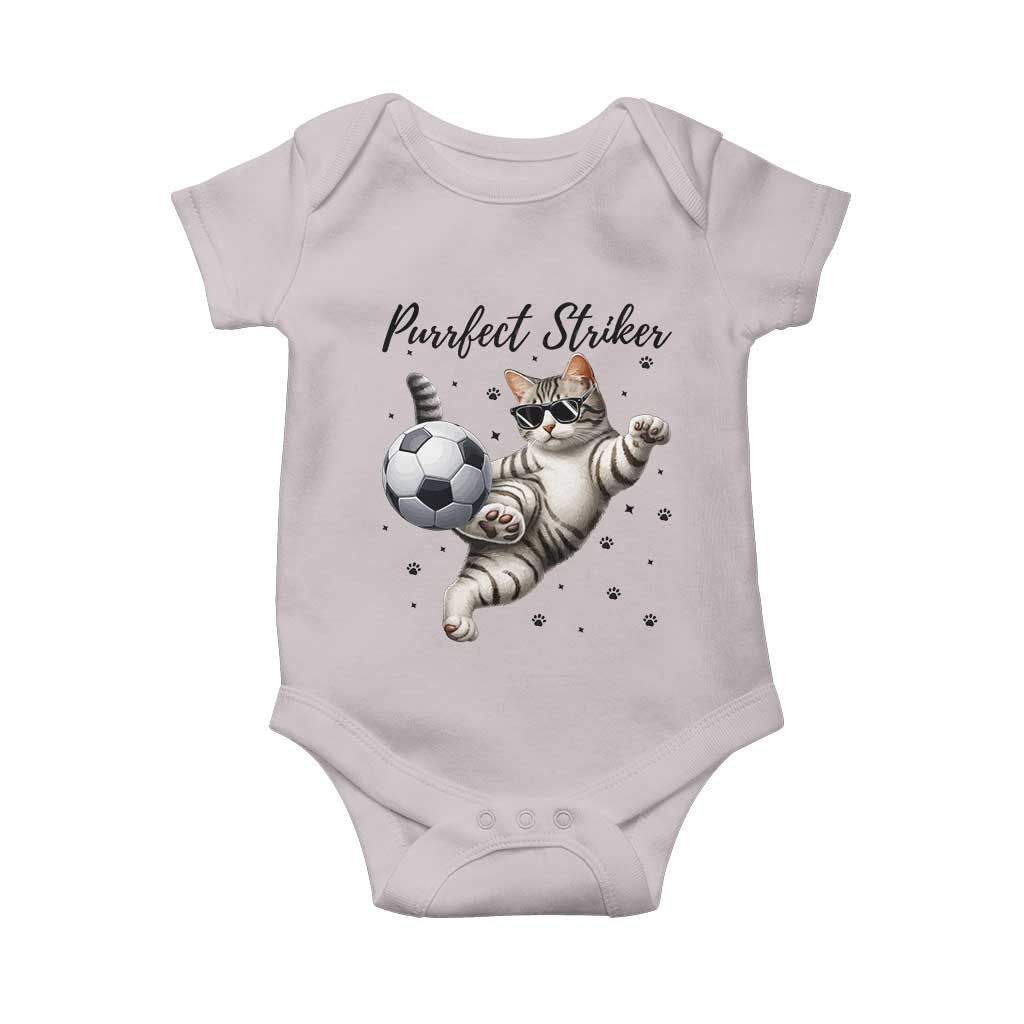 Purrfect Striker Baby Onesie Funny Cat Soccer Player Gift TS12 Ice Gray Print Your Wear