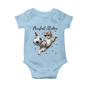 Purrfect Striker Baby Onesie Funny Cat Soccer Player Gift TS12 Light Blue Print Your Wear