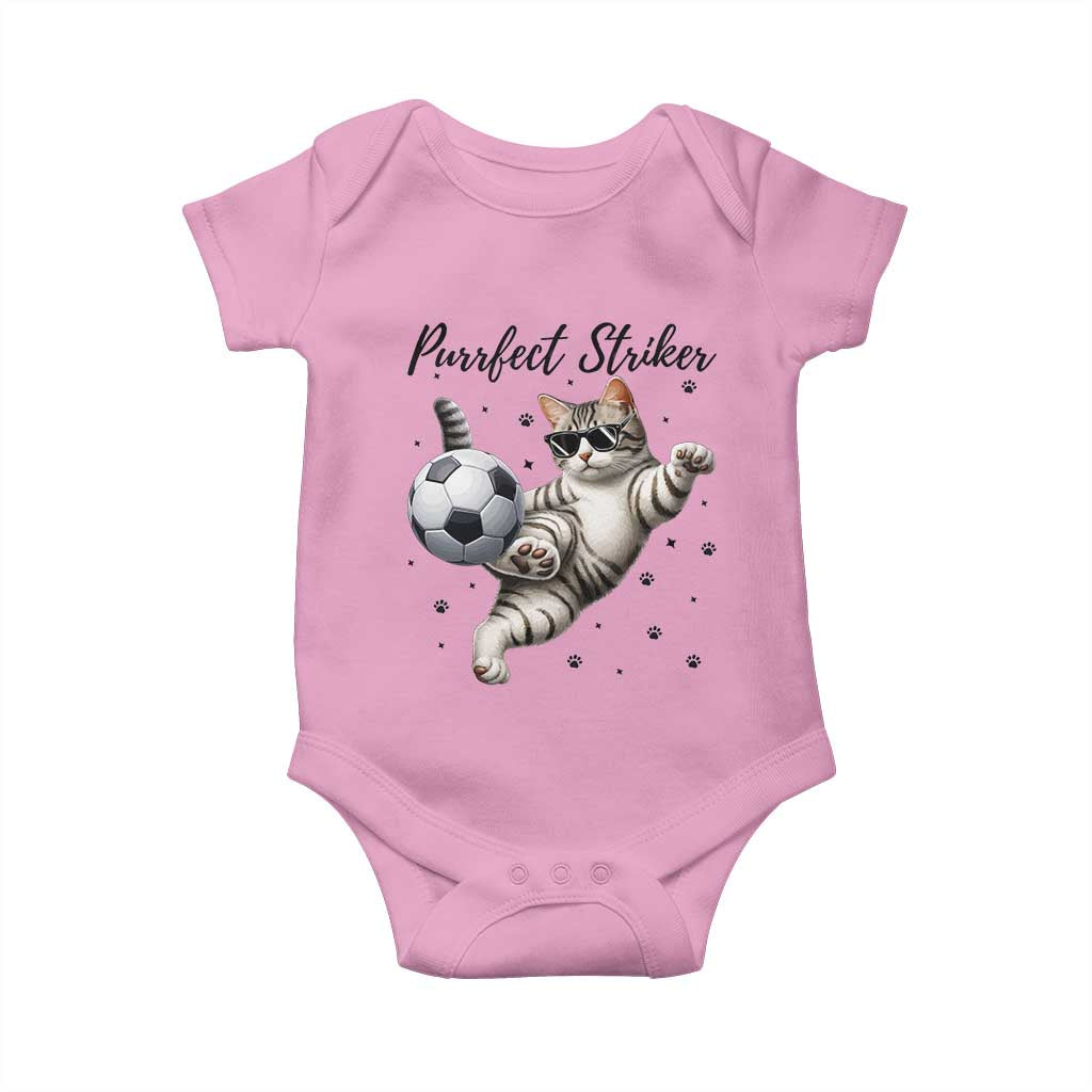 Purrfect Striker Baby Onesie Funny Cat Soccer Player Gift TS12 Light Pink Print Your Wear