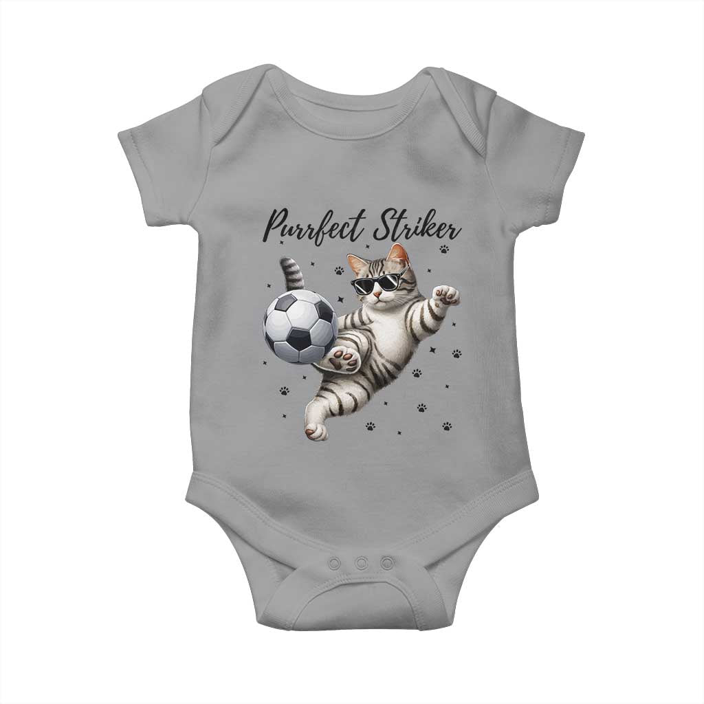 Purrfect Striker Baby Onesie Funny Cat Soccer Player Gift TS12 Sport Gray Print Your Wear