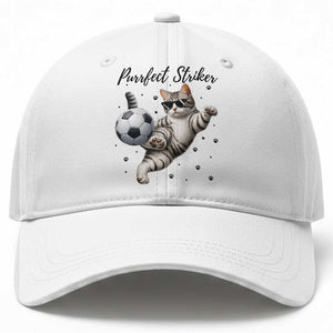 Purrfect Striker Baseball Cap Funny Cat Soccer Player Gift TS12 Print Your Wear