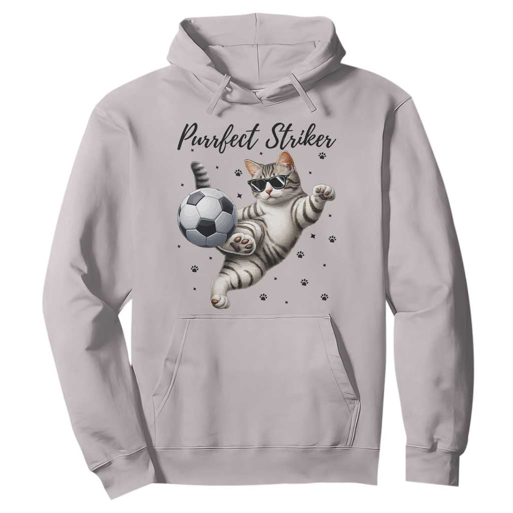 Purrfect Striker Hoodie Funny Cat Soccer Player Gift TS12 Ice Gray Print Your Wear