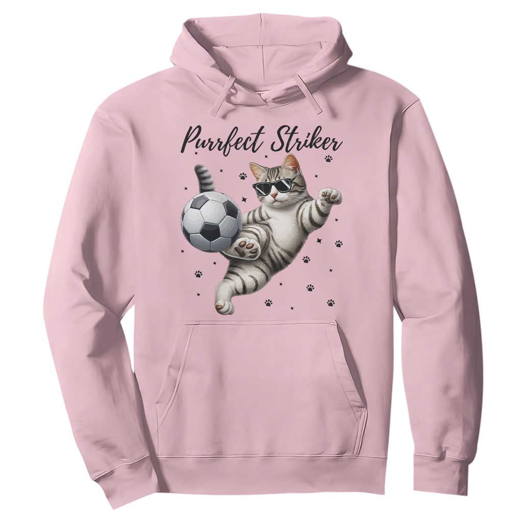 Purrfect Striker Hoodie Funny Cat Soccer Player Gift TS12 Light Pink Print Your Wear