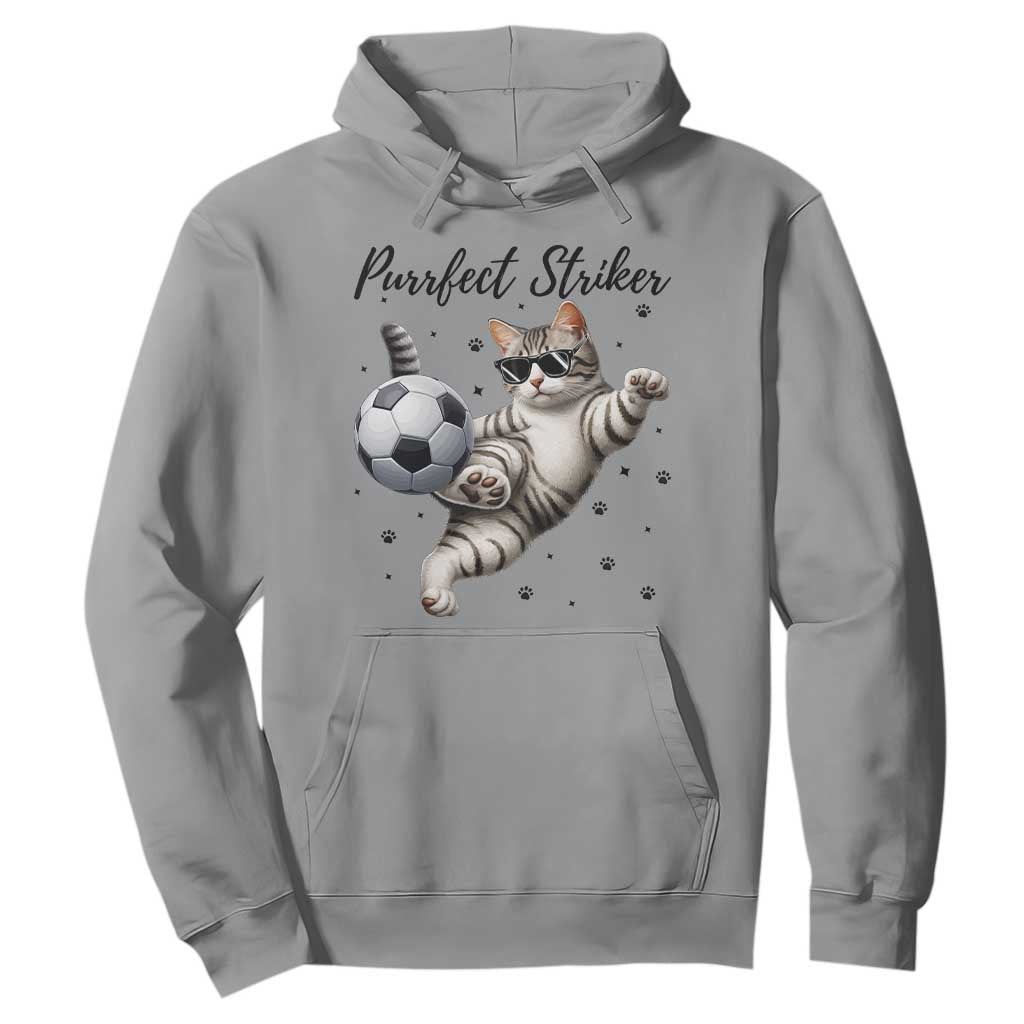 Purrfect Striker Hoodie Funny Cat Soccer Player Gift TS12 Sport Gray Print Your Wear