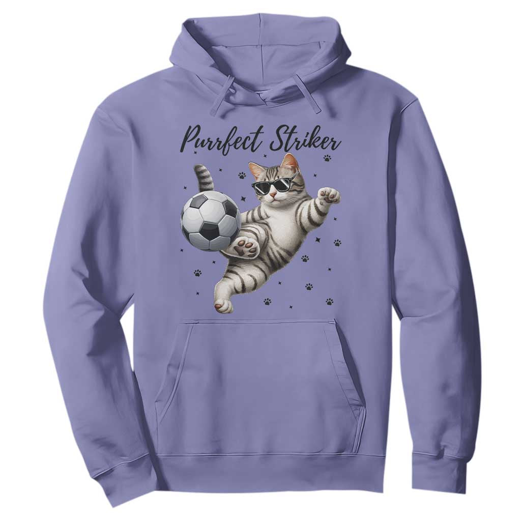 Purrfect Striker Hoodie Funny Cat Soccer Player Gift TS12 Violet Print Your Wear