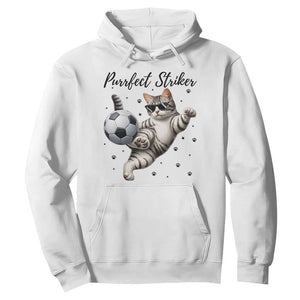 Purrfect Striker Hoodie Funny Cat Soccer Player Gift TS12 White Print Your Wear