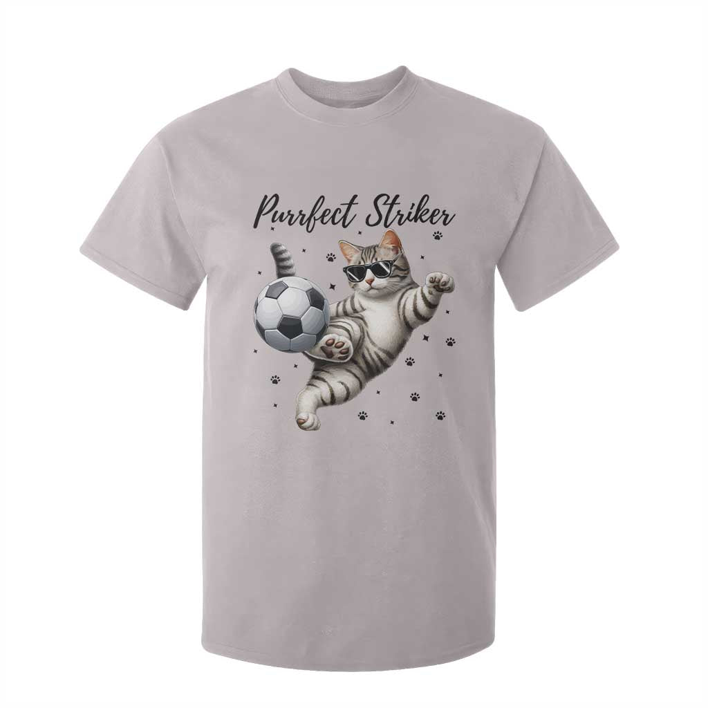 Purrfect Striker T Shirt For Kid Funny Cat Soccer Player Gift TS12 Ice Gray Print Your Wear