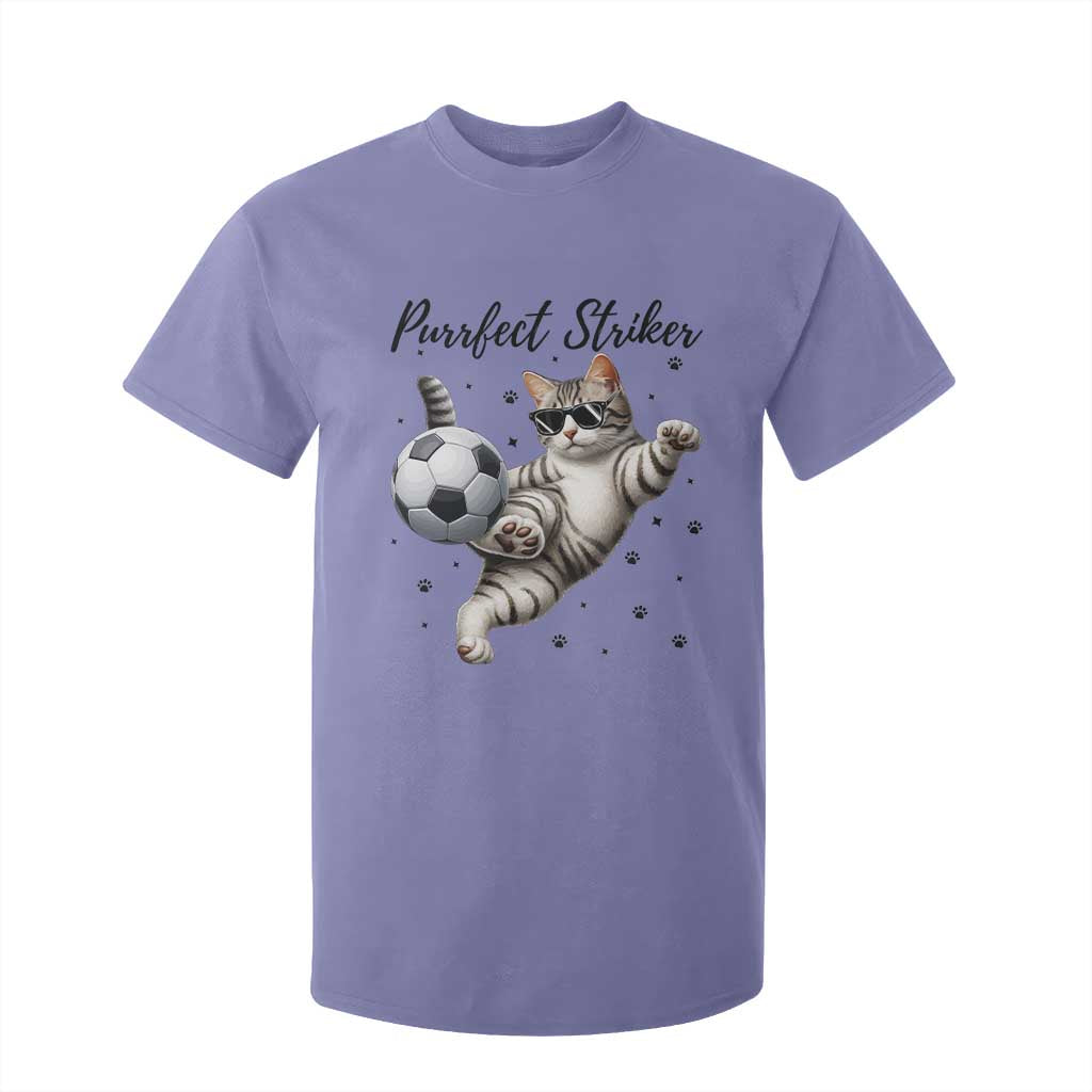 Purrfect Striker T Shirt For Kid Funny Cat Soccer Player Gift TS12 Violet Print Your Wear