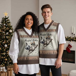 Purrfect Striker V-Neck Knit Sweater Vest Funny Cat Soccer Player Gift TS12 Mocha Mousse Print Your Wear