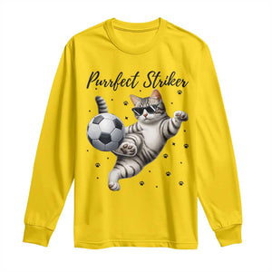 Purrfect Striker Long Sleeve Shirt Funny Cat Soccer Player Gift TS12 Daisy Print Your Wear