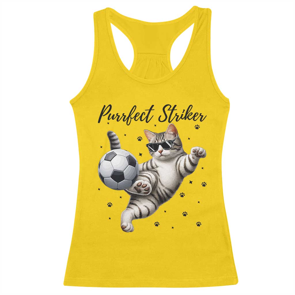 Purrfect Striker Racerback Tank Top Funny Cat Soccer Player Gift TS12 Daisy Print Your Wear