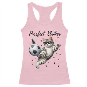 Purrfect Striker Racerback Tank Top Funny Cat Soccer Player Gift TS12 Light Pink Print Your Wear