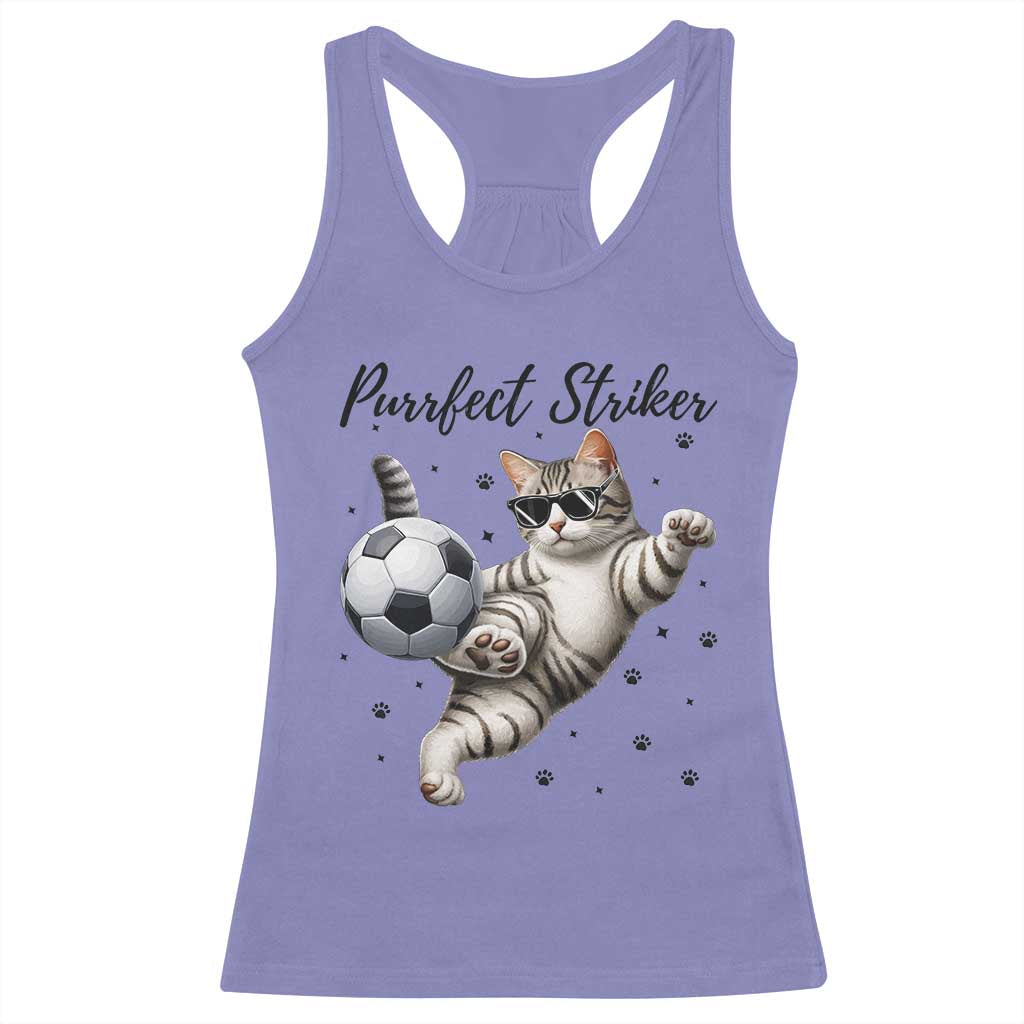Purrfect Striker Racerback Tank Top Funny Cat Soccer Player Gift TS12 Violet Print Your Wear