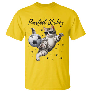 Purrfect Striker T Shirt Funny Cat Soccer Player Gift TS12 Daisy Print Your Wear