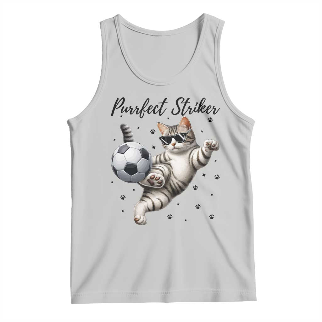 Purrfect Striker Tank Top Funny Cat Soccer Player Gift TS12 Ash Print Your Wear