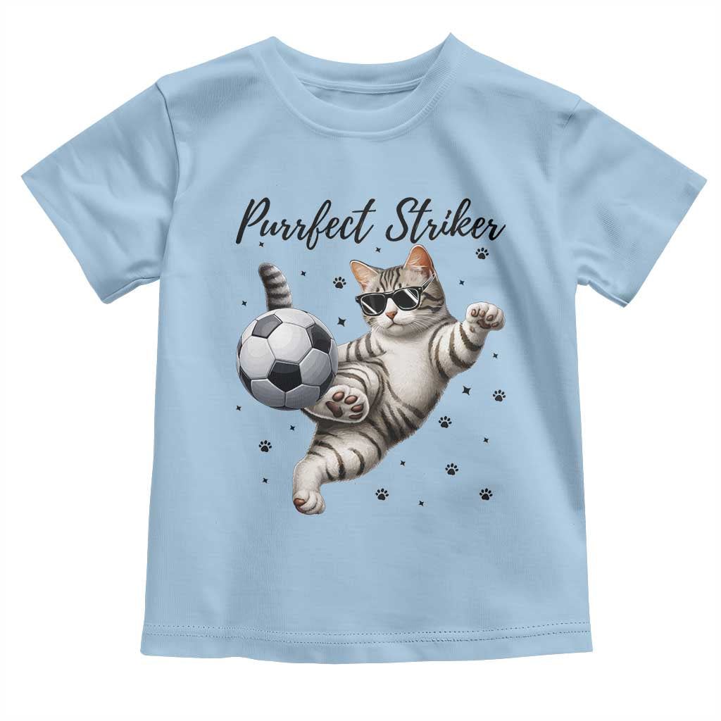 Purrfect Striker Toddler T Shirt Funny Cat Soccer Player Gift TS12 Light Blue Print Your Wear