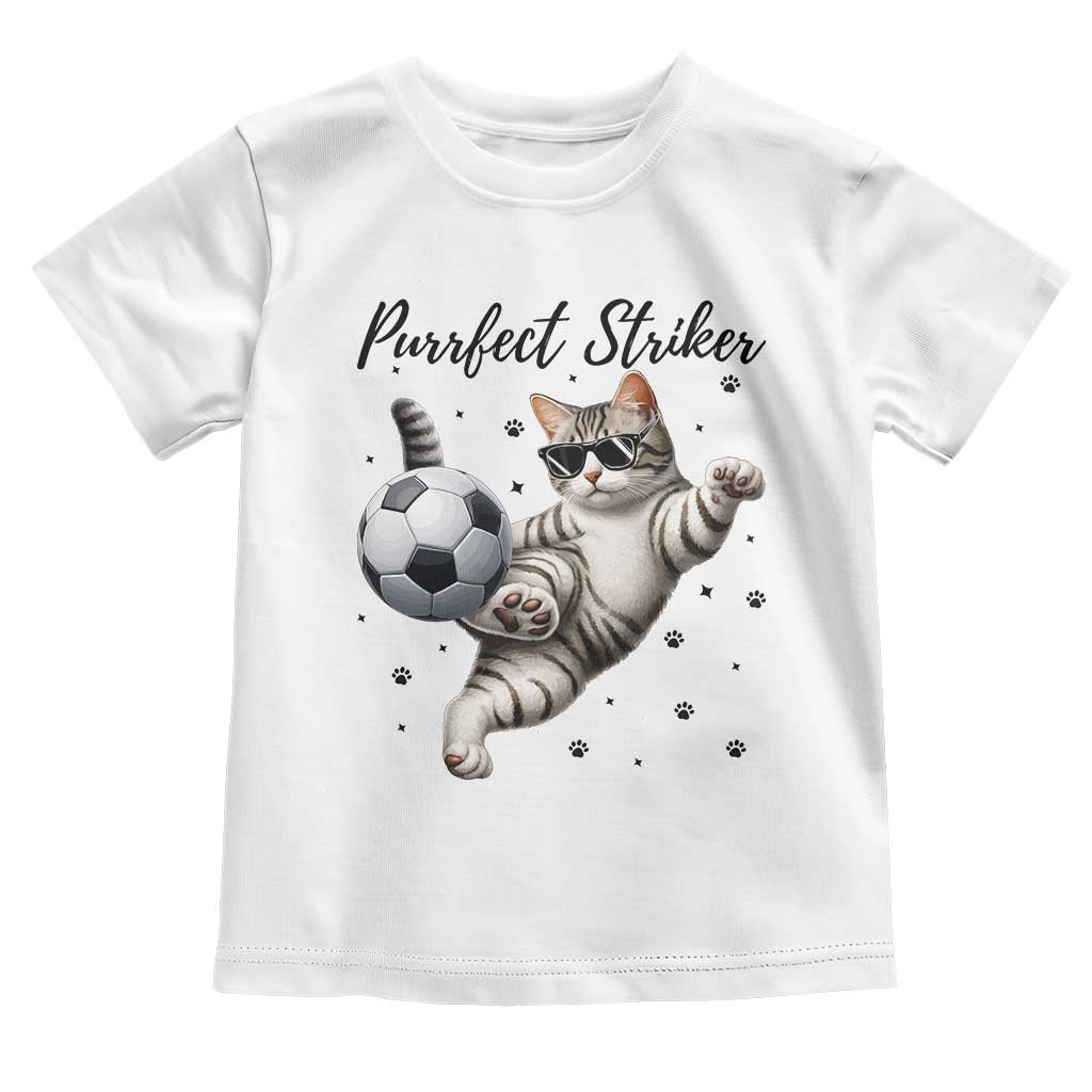 Purrfect Striker Toddler T Shirt Funny Cat Soccer Player Gift TS12 White Print Your Wear