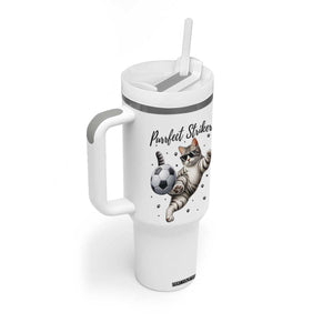 Purrfect Striker Tumbler With Handle Funny Cat Soccer Player Gift TS12 Print Your Wear