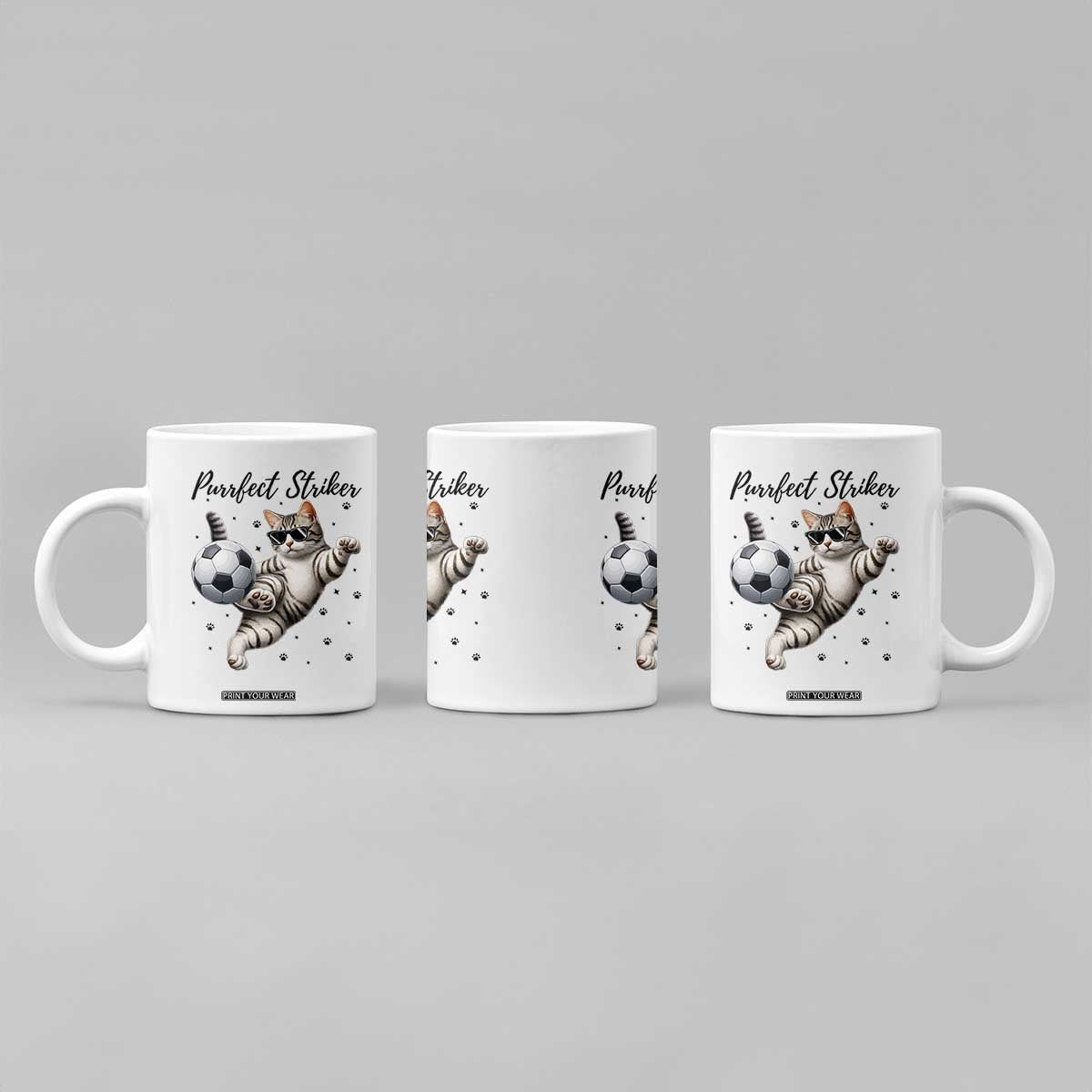 Purrfect Striker Coffee Mug Funny Cat Soccer Player Gift TS12 Print Your Wear