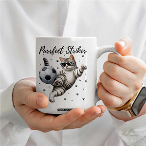 Purrfect Striker Coffee Mug Funny Cat Soccer Player Gift TS12 Print Your Wear