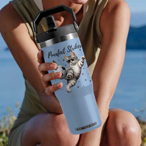 Purrfect Striker Flip Straw Tumbler Funny Cat Soccer Player Gift TS12 One Size: 30 oz Light Blue Print Your Wear