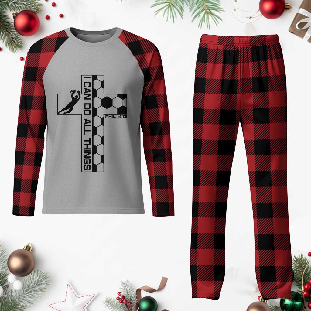 I Can Do All Things Through Soccer Christian Faith Gift Plaid Pajama Set TS12 Buffalo Plaid Print Your Wear