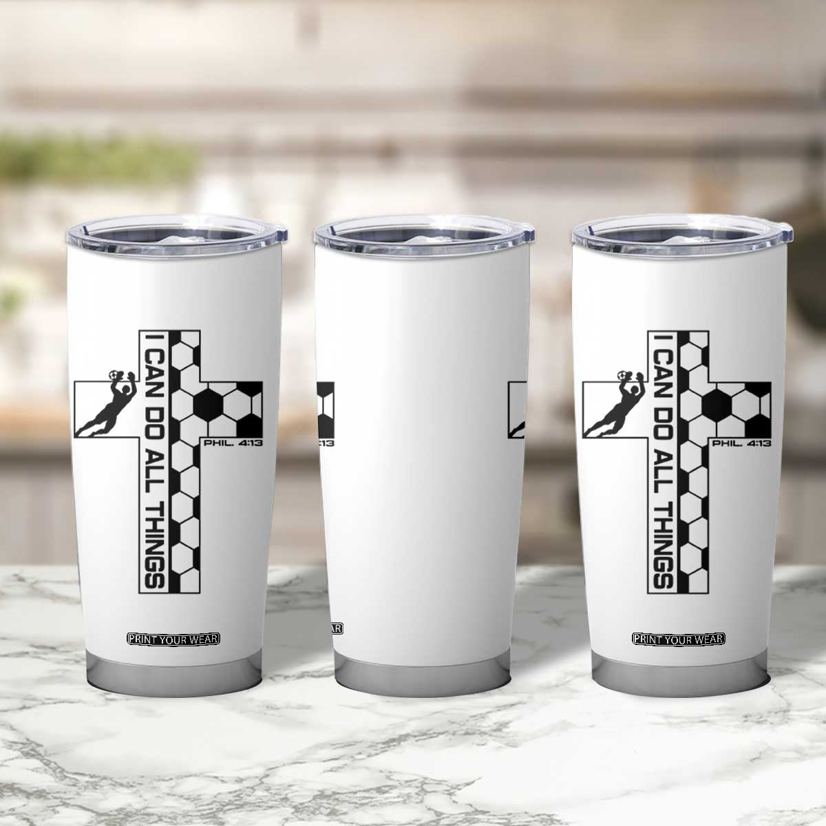 I Can Do All Things Through Soccer Christian Faith Gift Tumbler Cup TS12 Print Your Wear