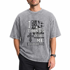 Soccer Christian Gift Washed Cotton T-Shirt I Can Do All Things Through Christ