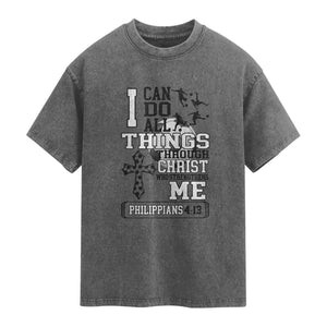 Soccer Christian Gift Washed Cotton T-Shirt I Can Do All Things Through Christ