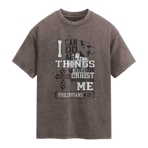 Soccer Christian Gift Washed Cotton T-Shirt I Can Do All Things Through Christ